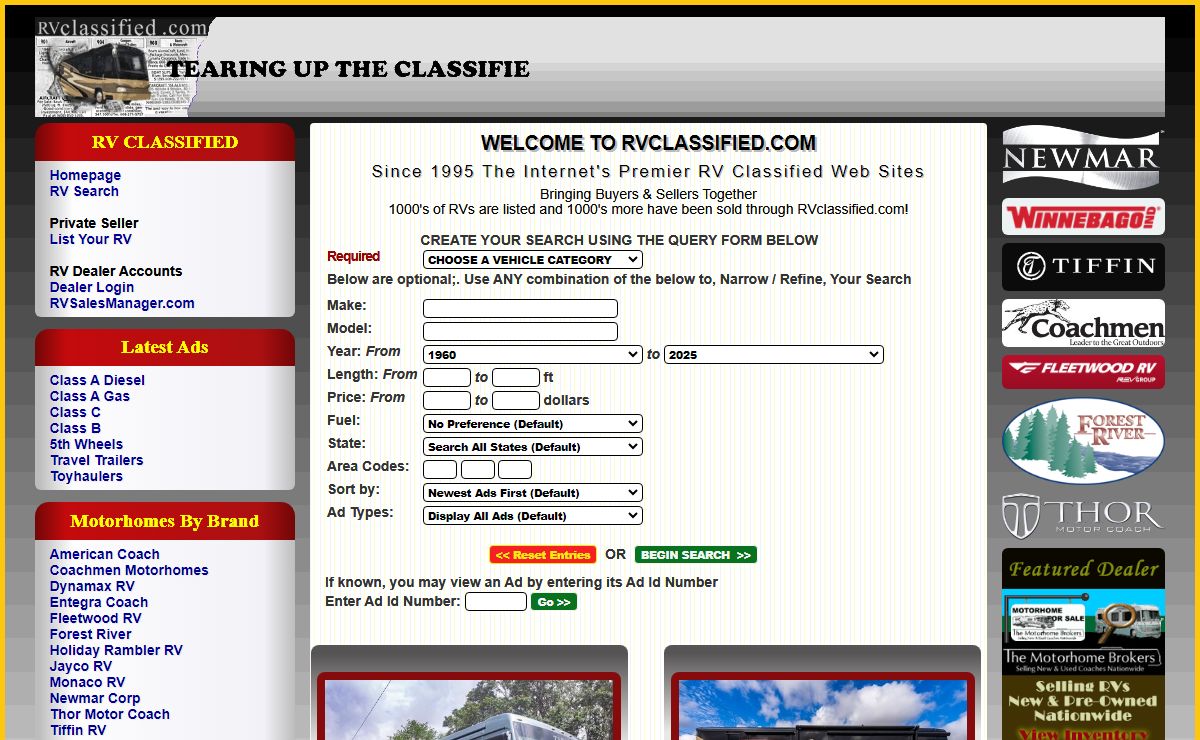Motorhomes and RV's For Sale - New and Used, RV For Sale Photo Ads.
