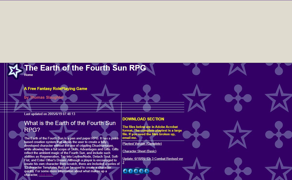 The Earth of the Fourth Sun RPG
