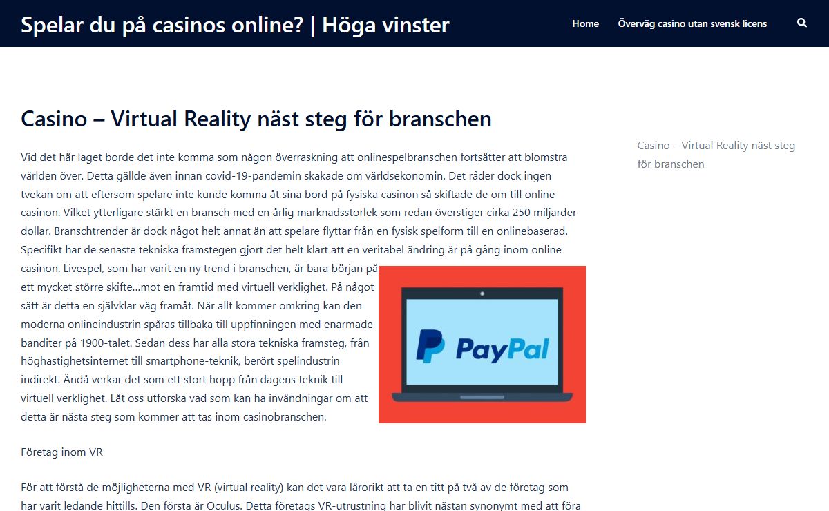 Spelar du på casinos online? | Höga vinster