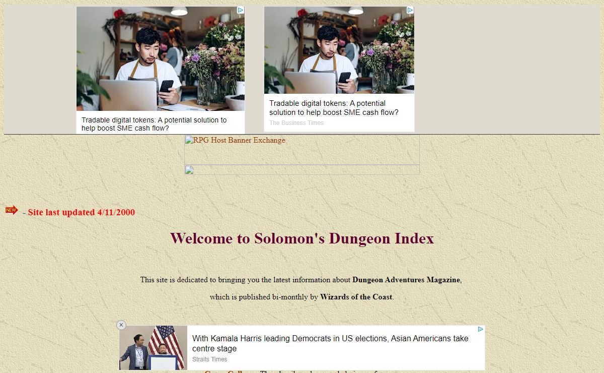 Solomon's Dungeon Index
