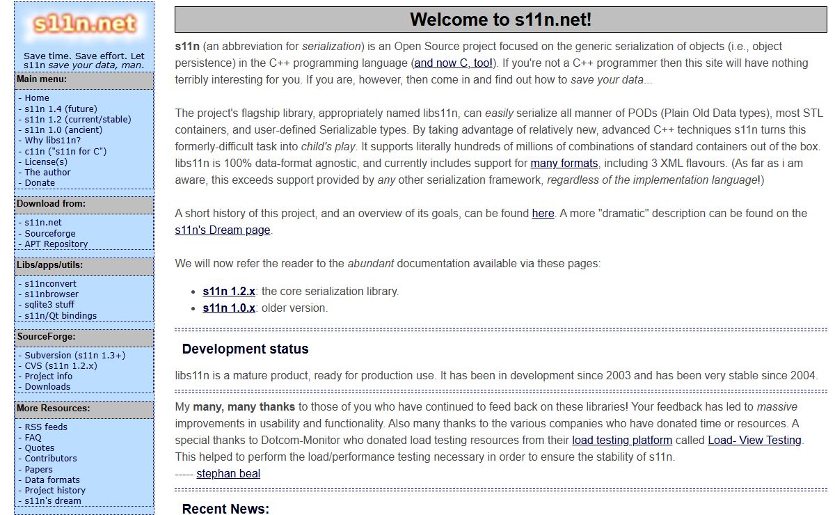s11n.net: object serialization/persistence in C++