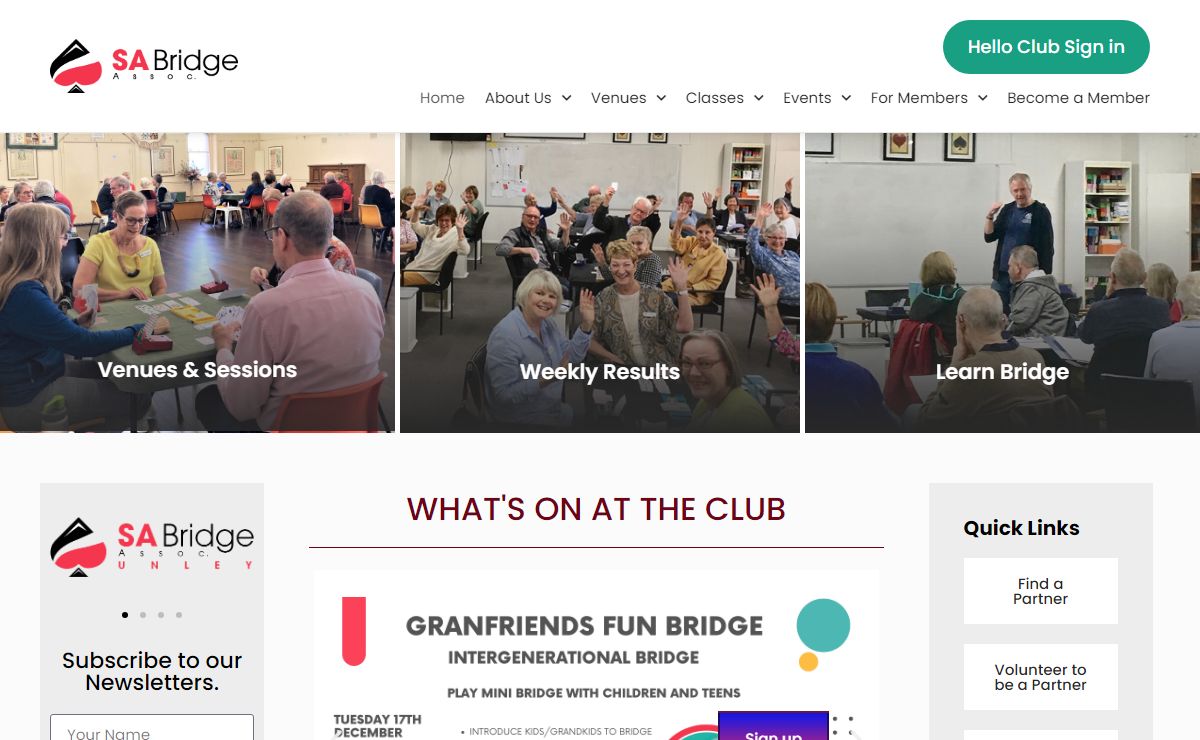 SA Bridge Association – Established 1932 -Making Friends Through Bridge For Ninety Years.