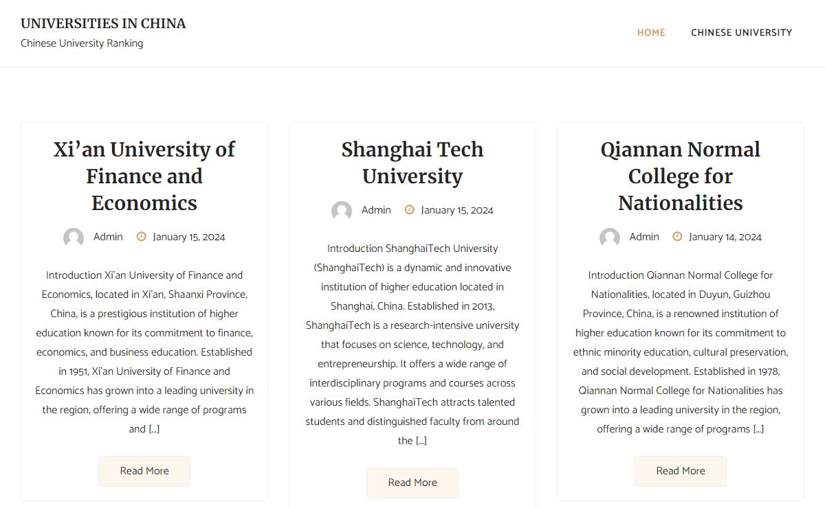 Universities in China – Chinese University Ranking