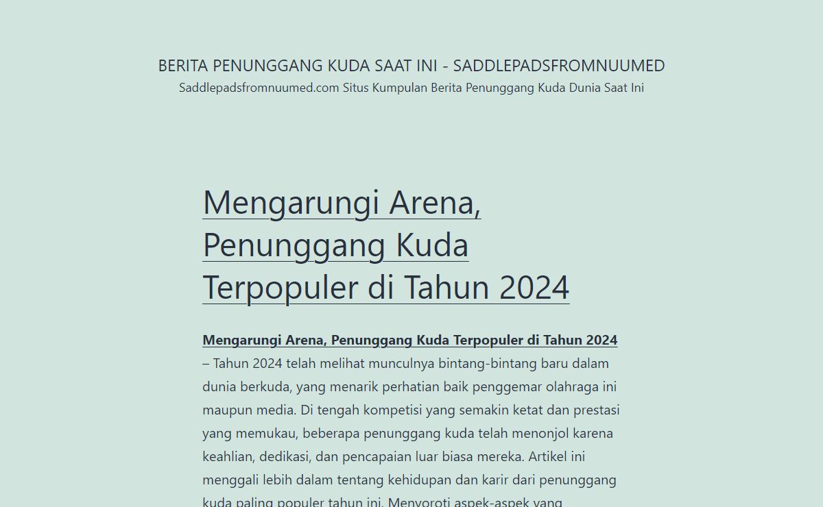 Berita Penunggang Kuda Saat Ini - Saddlepadsfromnuumed