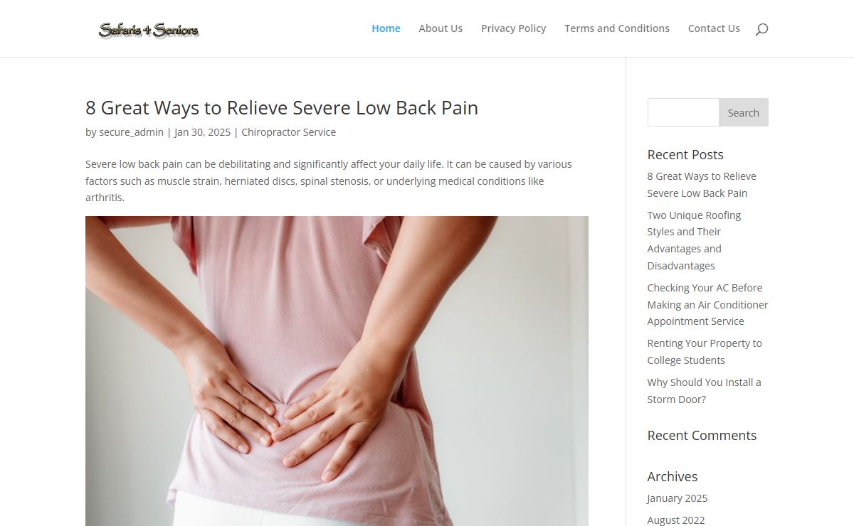 Safaris 4 Seniors - severe low back pain relief clinic