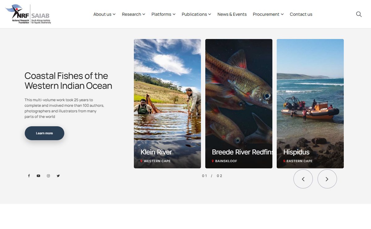 South African Institute for Aquatic Biodiversity – We support the Higher Education sector in the education, training and development of the aquatic managers and researchers of the future.