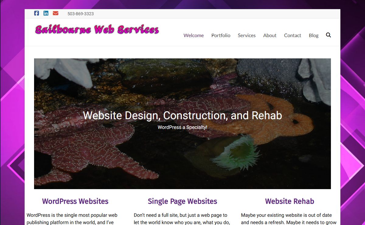 Sailbourne Web Services – Website design and maintenance. WordPress a specialty!