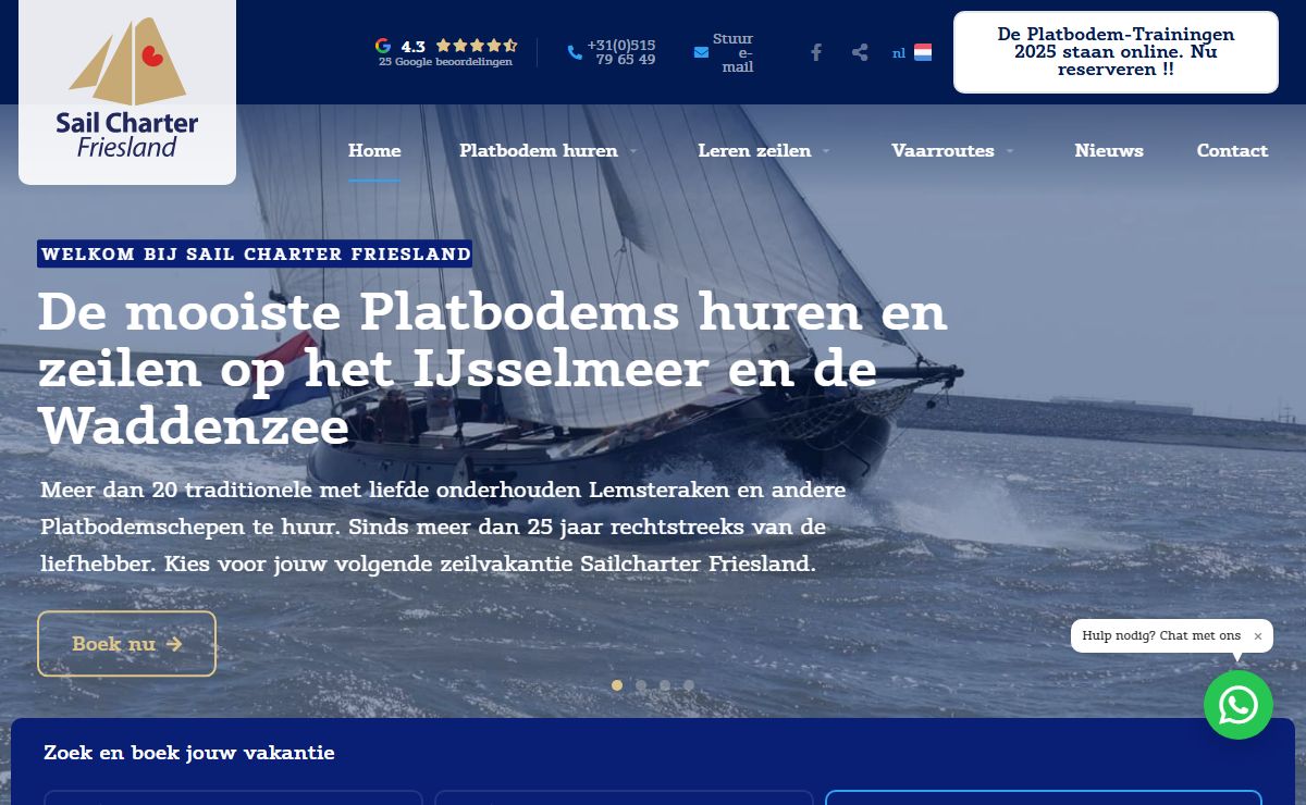 Platbodem huren en zeilen op IJsselmeer en Waddenzee | Sail Charter Friesland