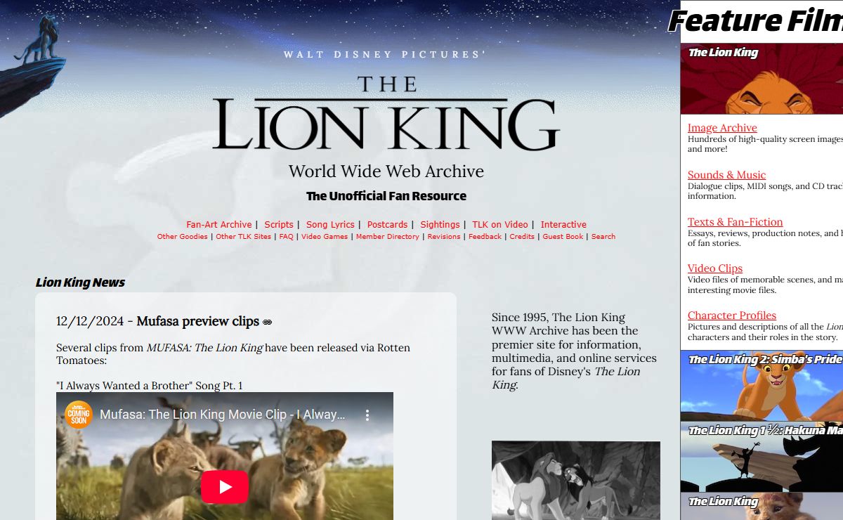 The Lion King WWW Archive