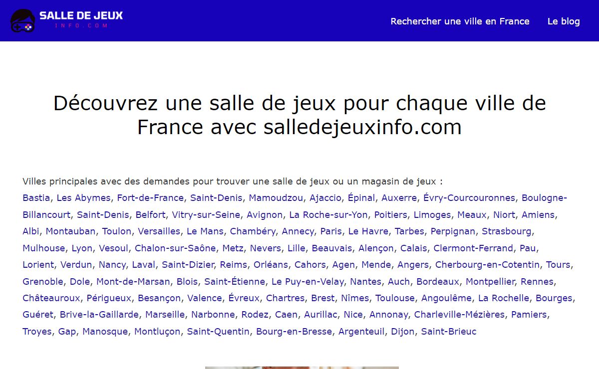 Salle de jeux à proximité