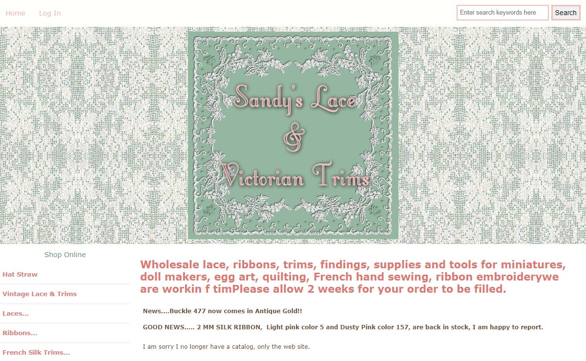 Sandy's Lace and Victorian Trims, Wholesale Lace, Trims and Ribbons for Dollmakers and Hobbyists