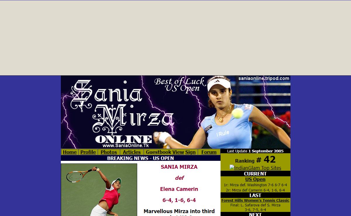 www.SaniaOnline.tk - Indian Tennis Star - Sania Mirza - Photos, Wallpapers, Interviews, Articles, Profile, Match, US Open, Wimbledon, WTA Tour