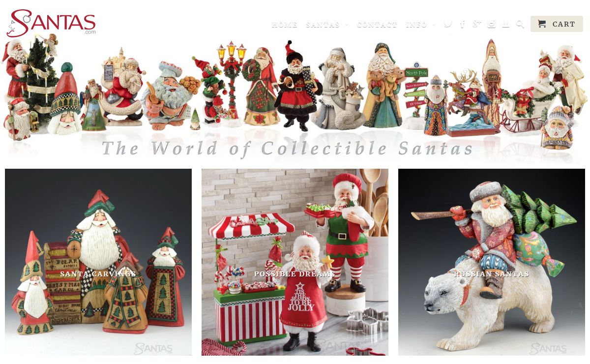 Santas, Santa figures, Santa figurines, carved wooden Santas