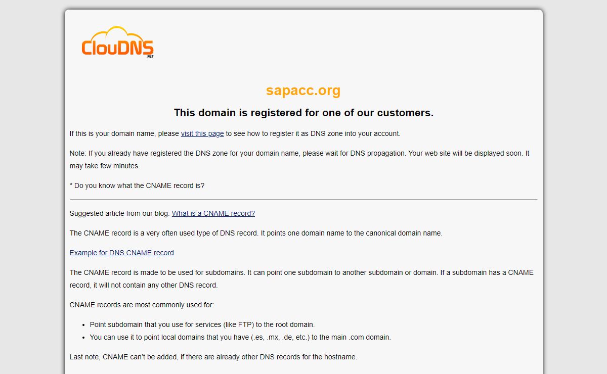 sapacc.org | CNAME record