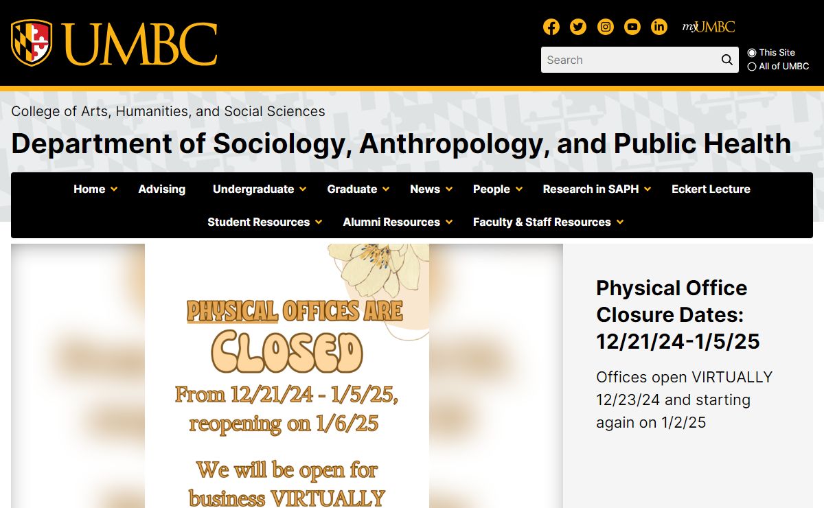 Department of Sociology, Anthropology, and Public Health – UMBC