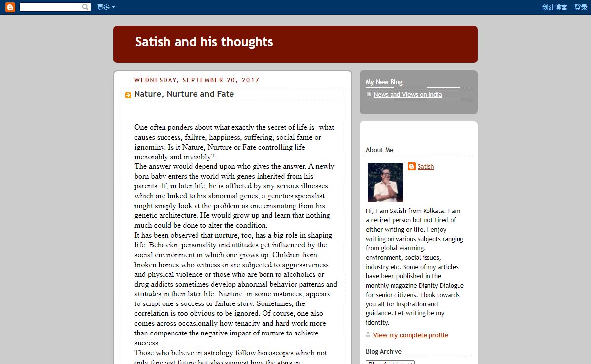 Satish and his thoughts