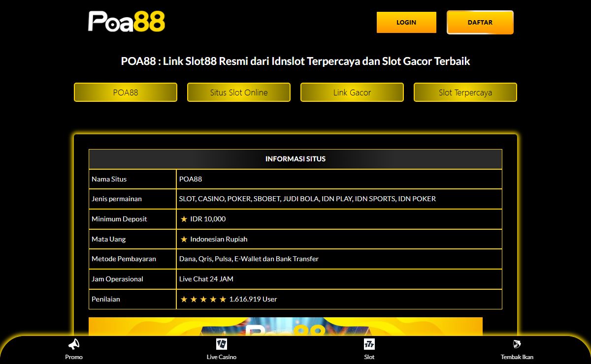 POA88 : Link Slot88 Resmi dari Idnslot Terpercaya dan Slot Gacor Terbaik