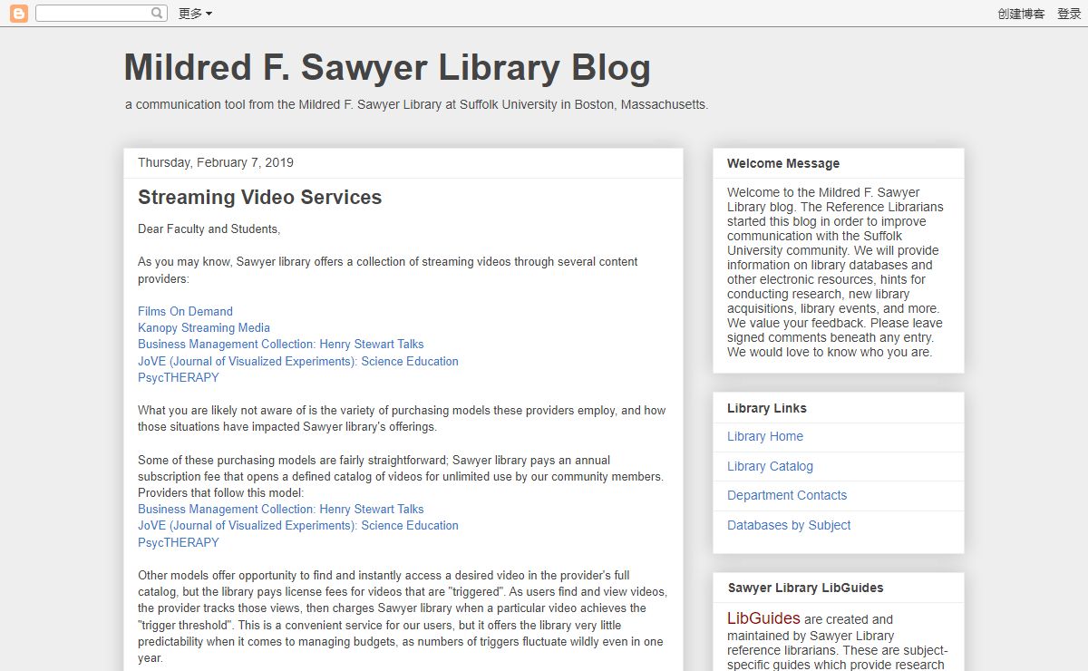 Mildred F. Sawyer Library Blog