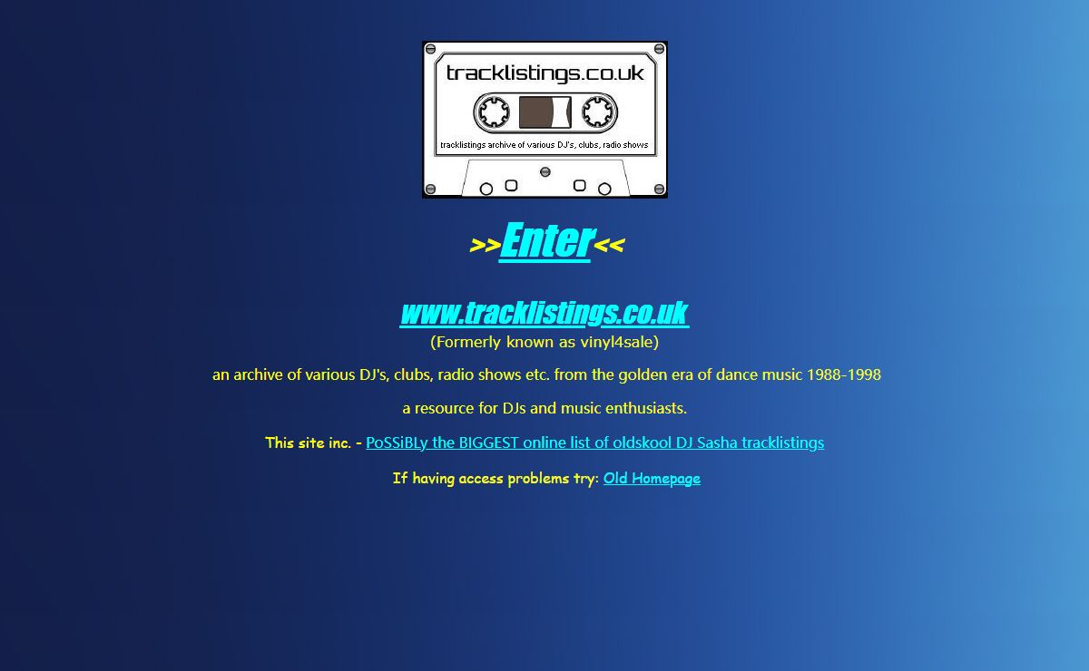 .:: www.tracklistings.co.uk ::. DJ mix tracklistings .:: formerly known as vinyl4sale ::.