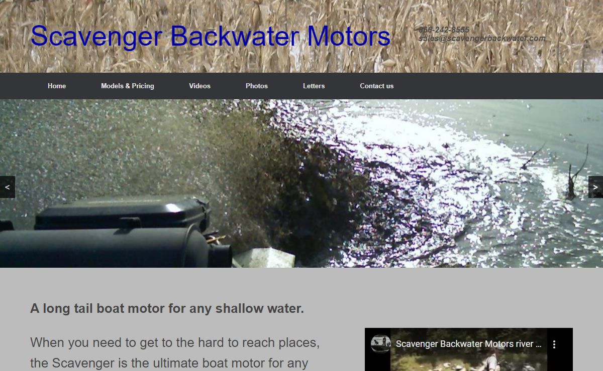 Scavenger Backwater Motors – A long tail boat motor for any shallow water