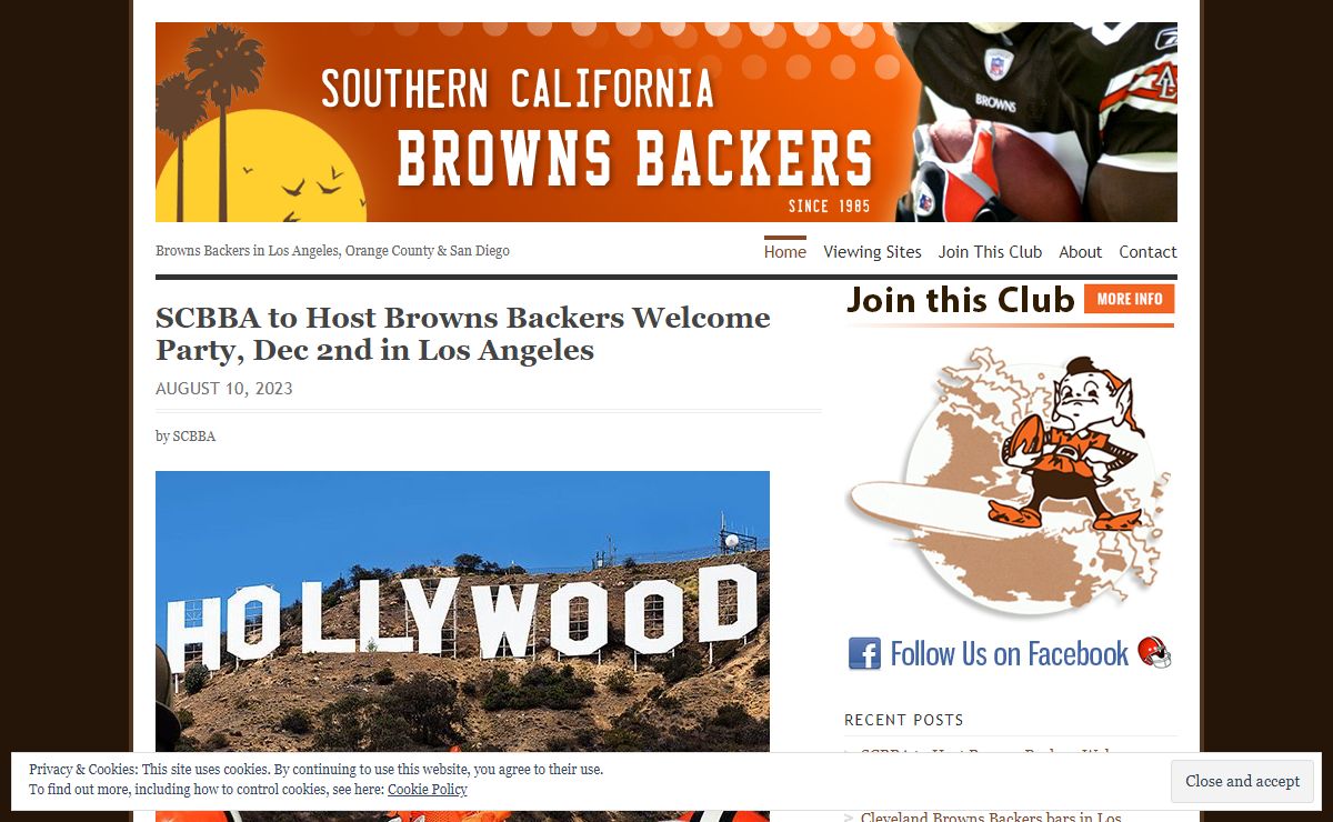 Southern California Browns Backers Association | SCBBA | Browns Backers in Los Angeles, Orange County & San Diego