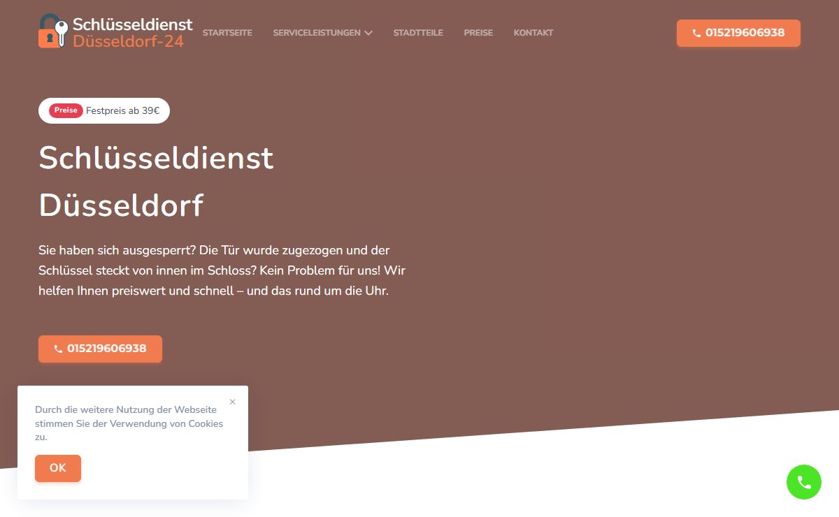 Schlüsseldienst Düsseldorf ❷❹ Öffnung ab €19