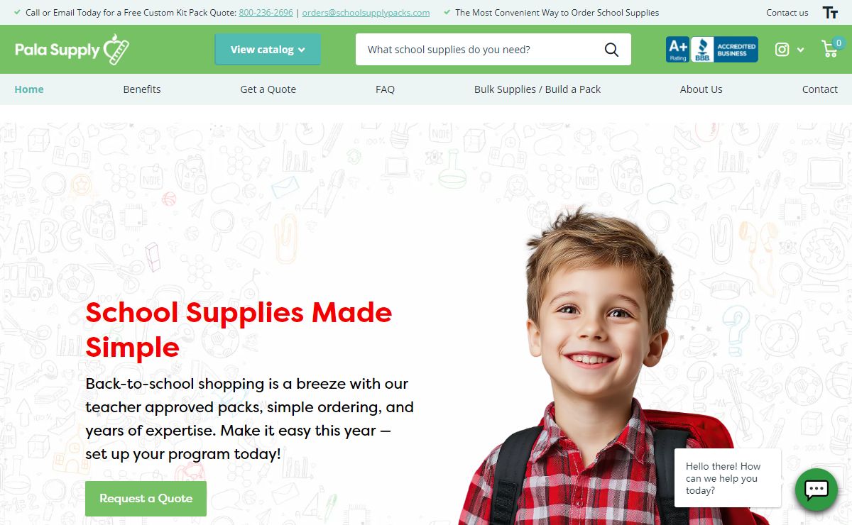 School Supply Kits | Prepackaged School Supplies | Pala Supply Company | Pala Supply Company, Inc. | School Supply Kits