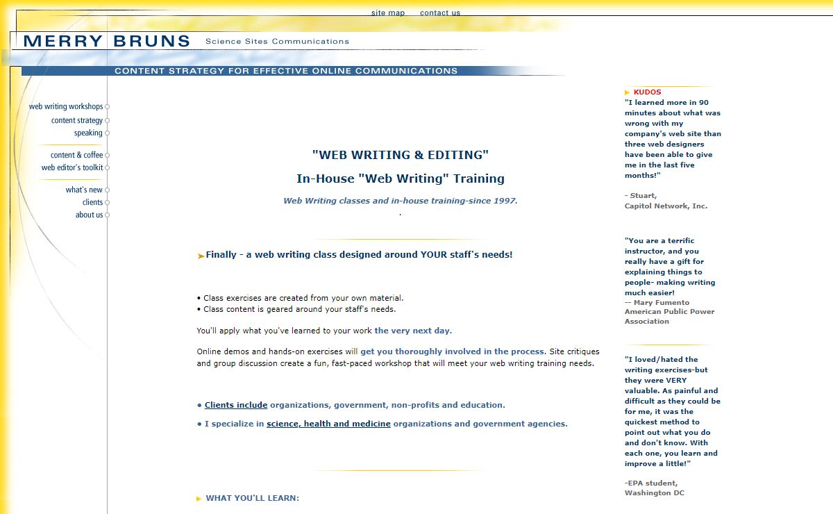Merry Bruns - Web Writing Classes