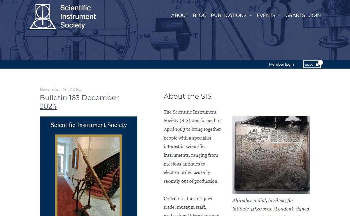 Scientific Instrument Society – For people with a specialist interest in scientific instruments