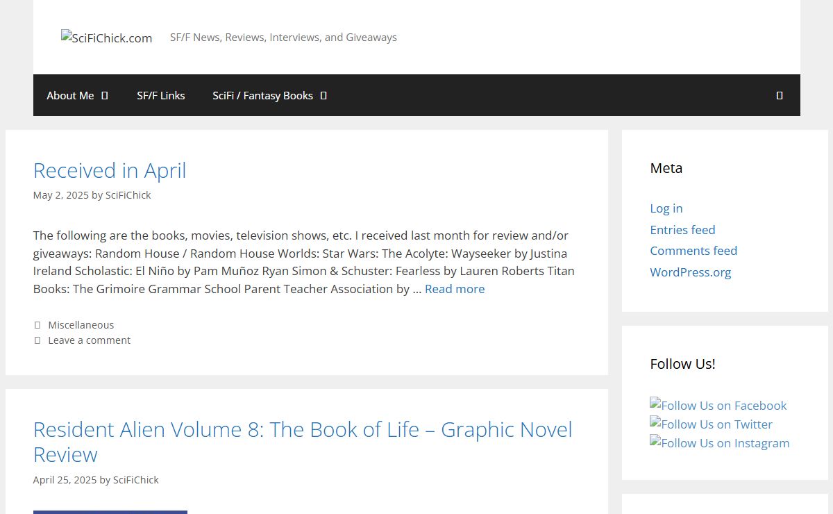 SciFiChick.com – SF/F News, Reviews, Interviews, and Giveaways