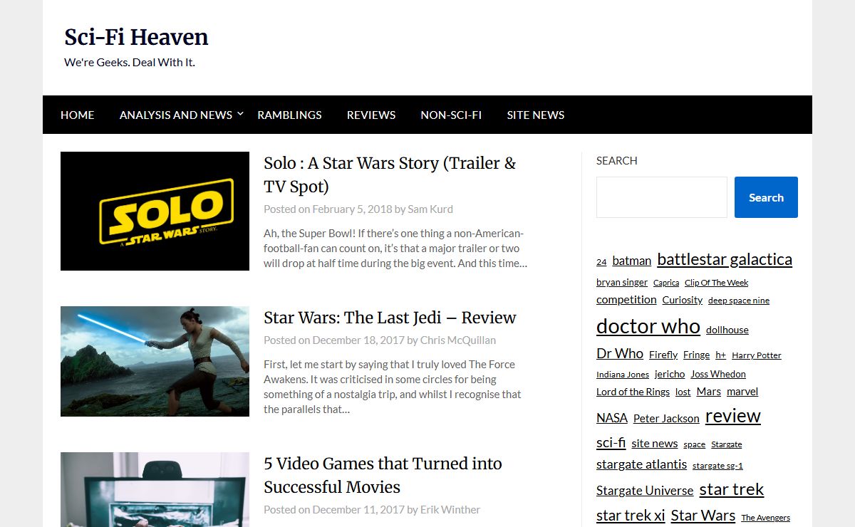 Sci-Fi Heaven - We're Geeks. Deal With It.
