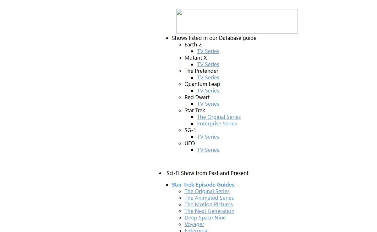 SciFiJunkie.com - Index page