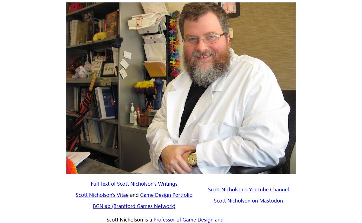 Scott Nicholson - Professor, Games, Informal Learning, Gamification, Speaker, Consultant