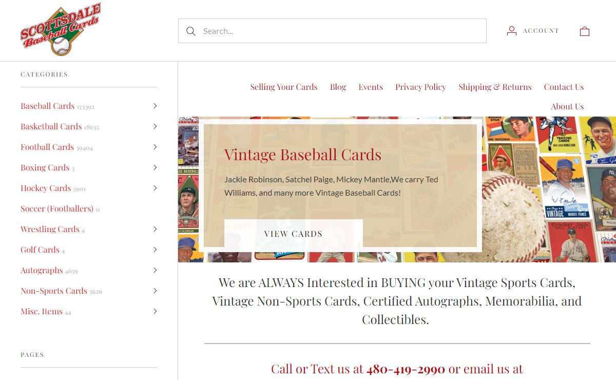 Scottsdale Baseball Cards - Your Source for Vintage Sports and Non-Sports Cards, Autographs, Collectibles, and Memorabilia