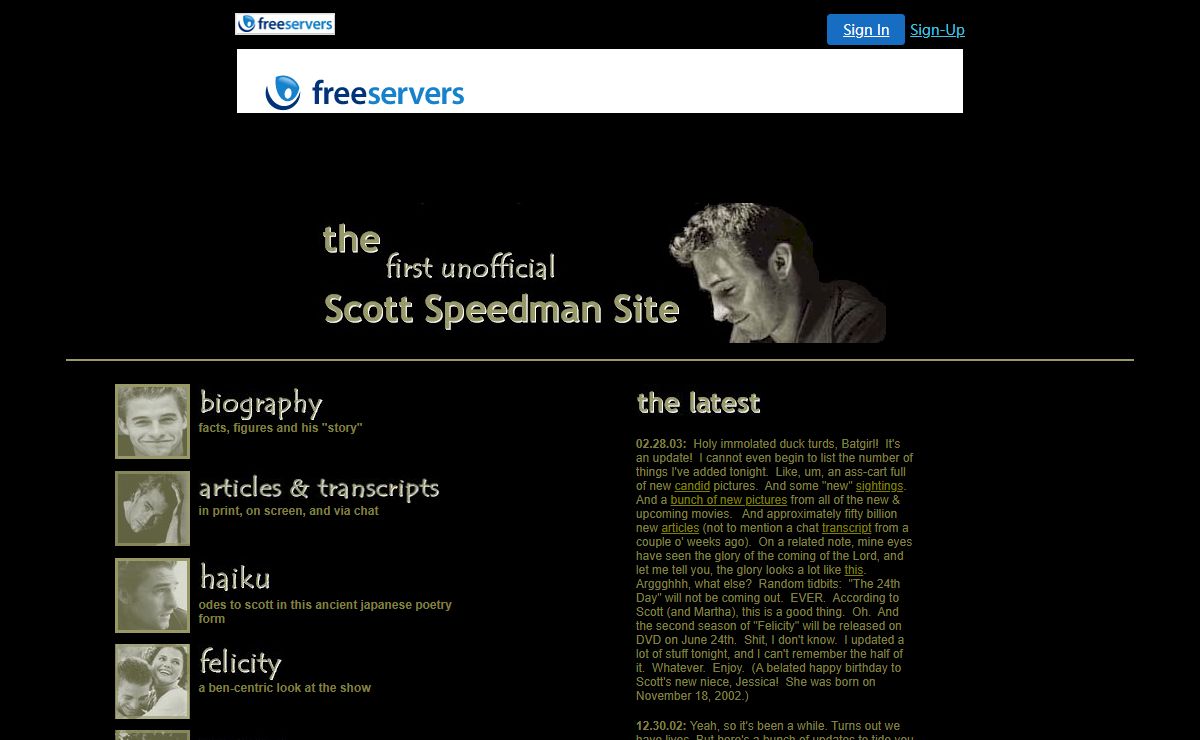 The First Unofficial Scott Speedman Site