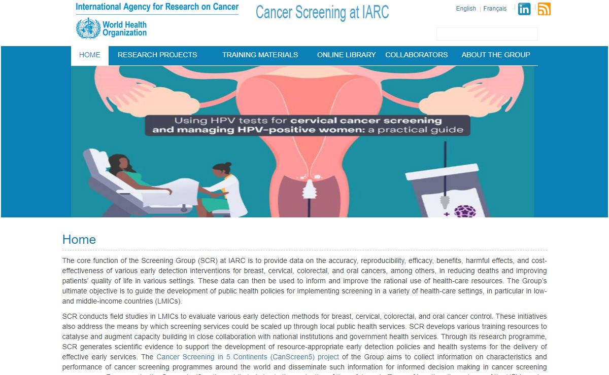 IARC Screening Group Homepage - cervical, Oral and Breast cancer prevention in developping countries - International Agency for Research on Cancer