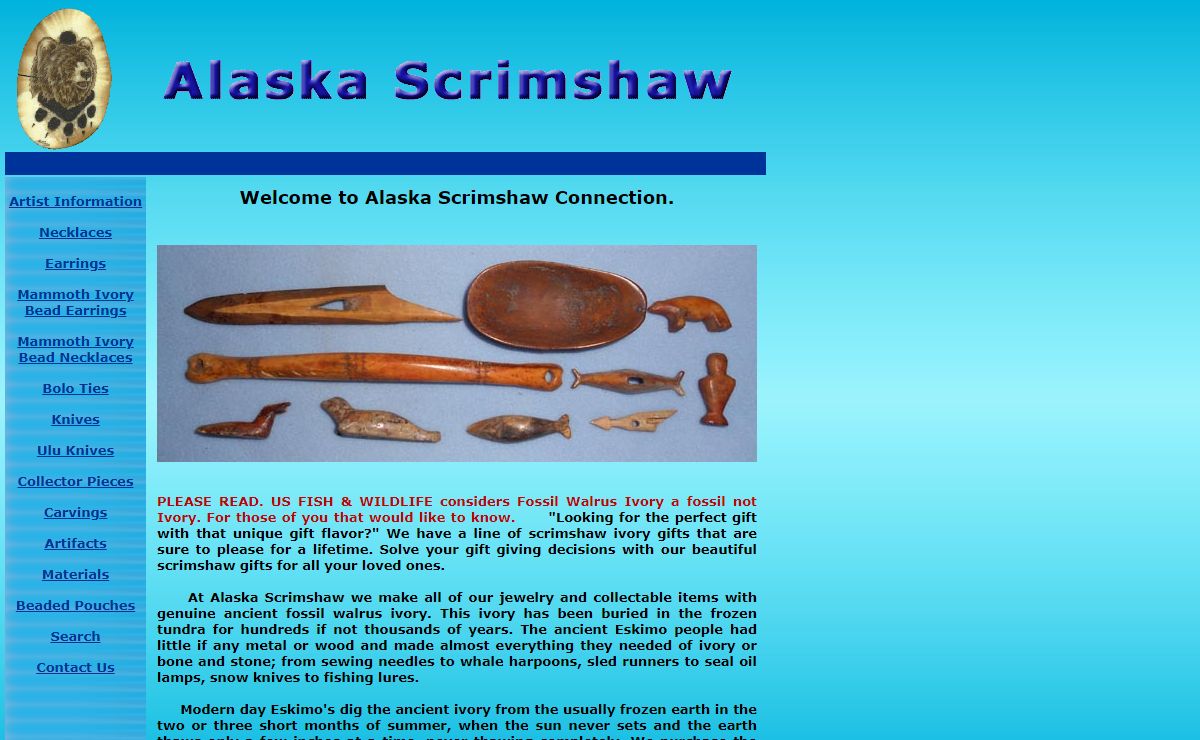 Alaska Scrimshaw Ivory Gifts by Alaska Scrimshaw