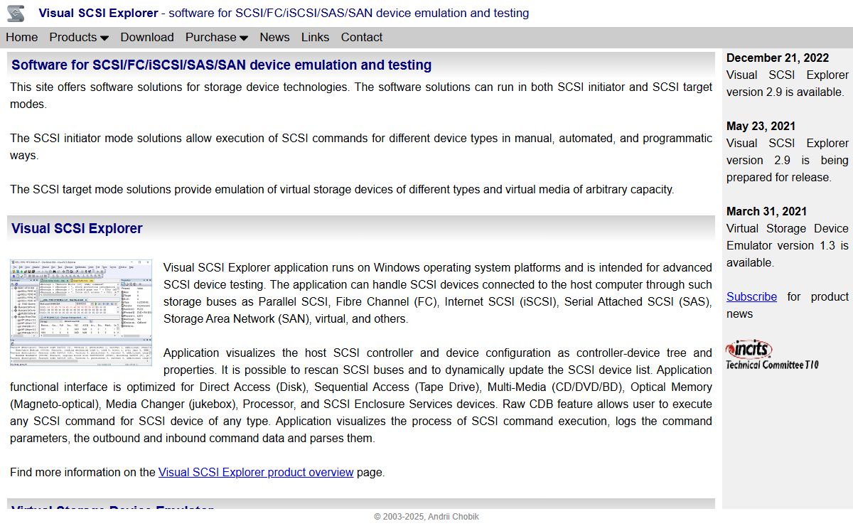 Software for SCSI storage device emulation and testing