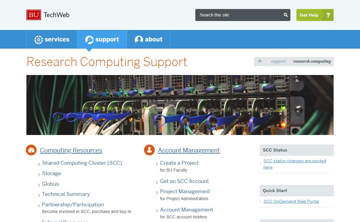 Research Computing Support : TechWeb : Boston University