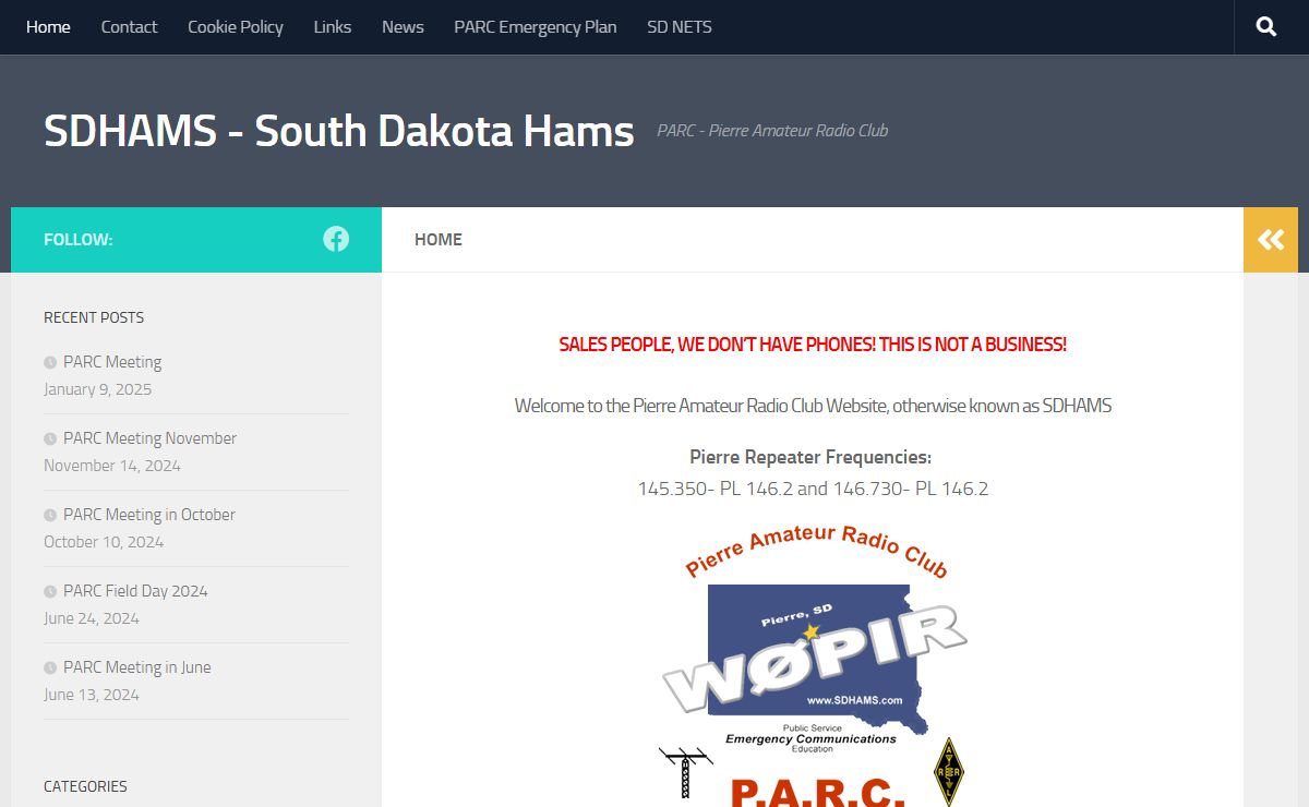 SDHAMS – South Dakota Hams – PARC – Pierre Amateur Radio Club
