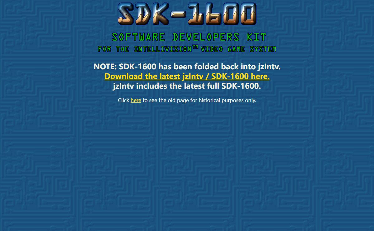 SDK-1600 Release 3 Home Page: Program your Intellivision!