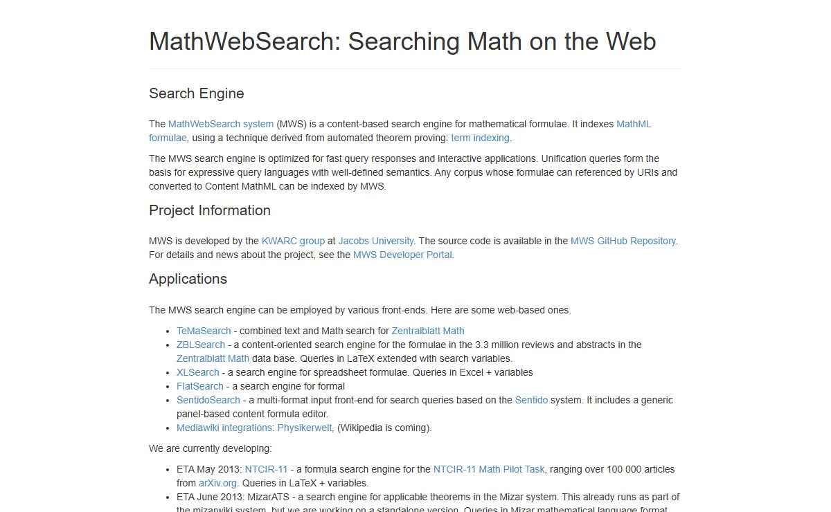 MathWebSearch: Searching Math on the Web