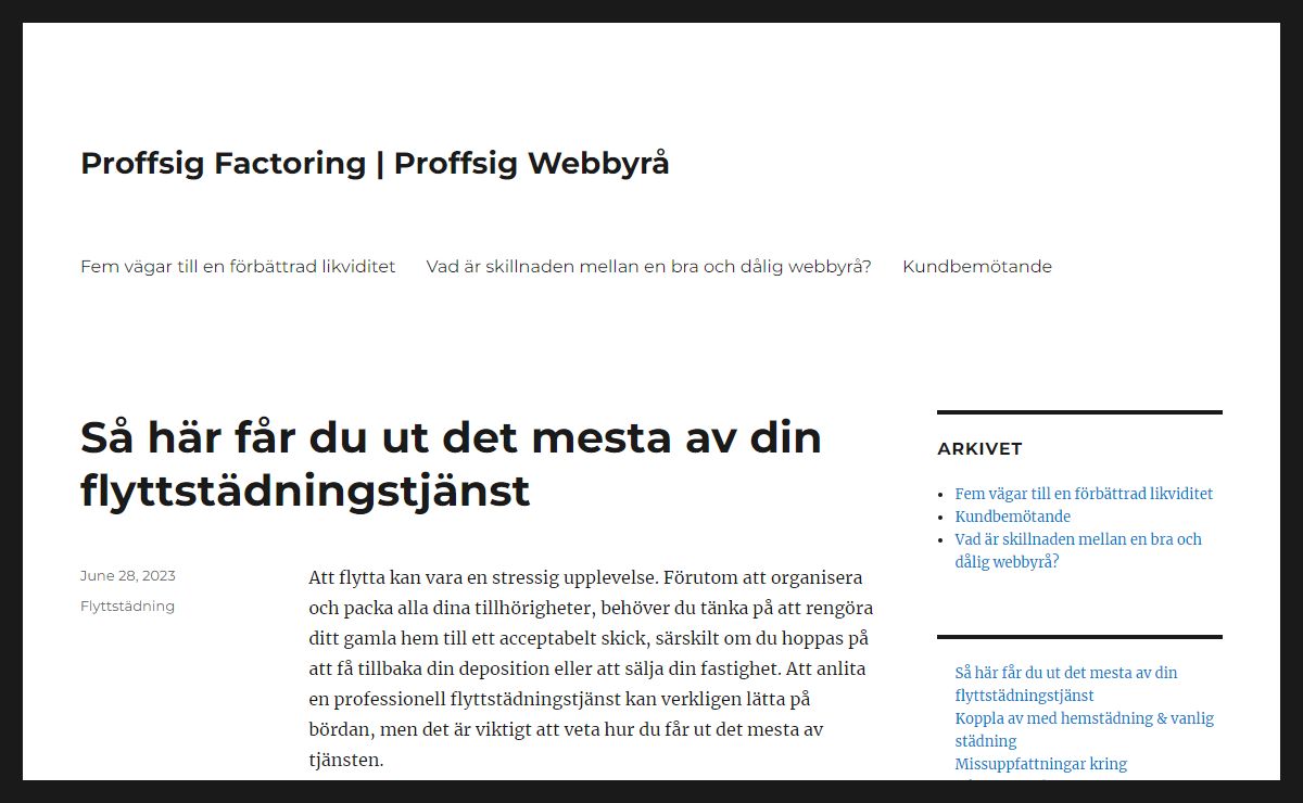 Proffsig Factoring - Sälja fakturor | Webbyrå | Stockholm | Göteborg