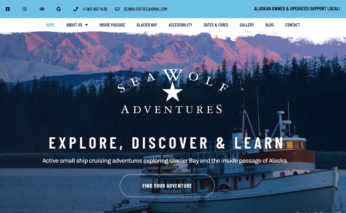 Sea Wolf Adventures active small ship cruise adventure, Glacier Bay, Alaska and the Great Bear Rainforest of British Columbia