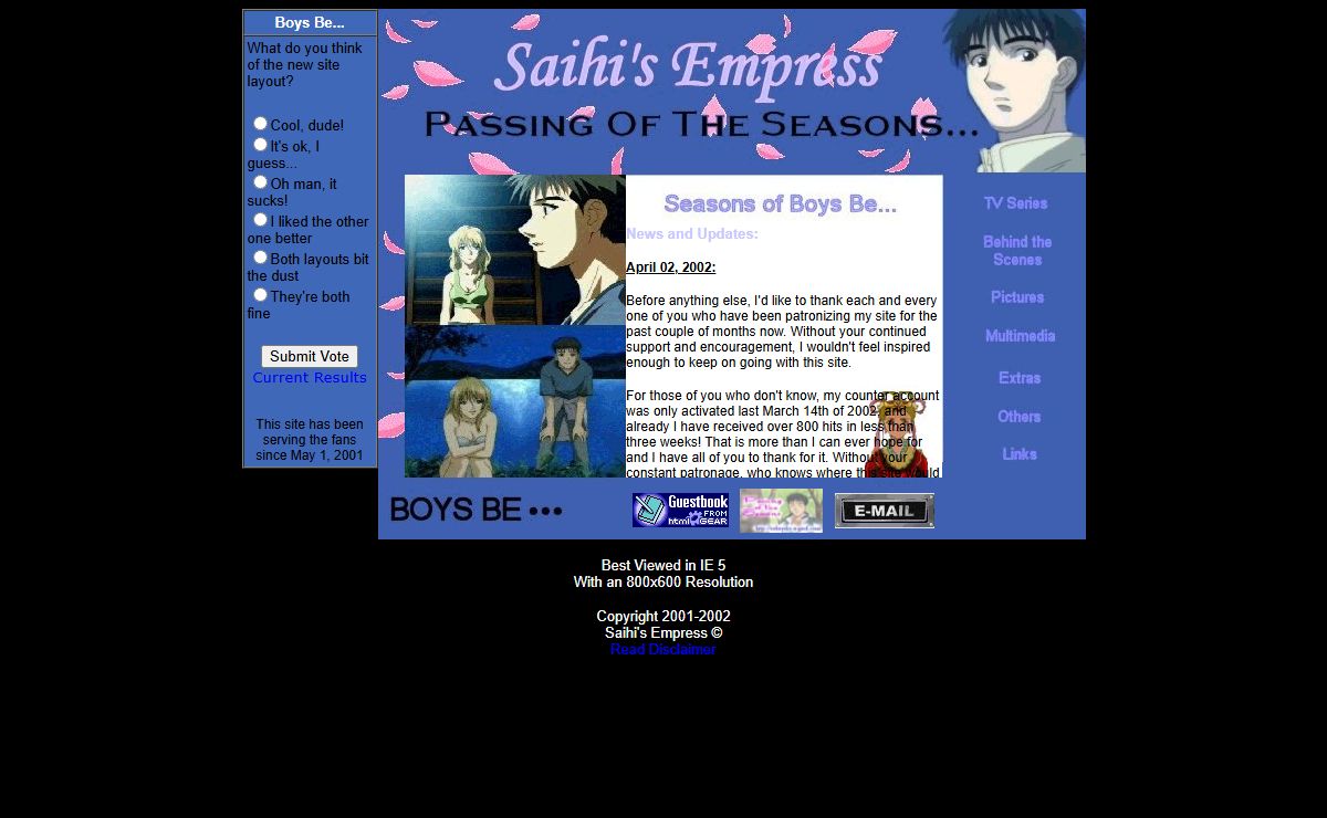Saihi's Empress... Passing of the seasons... Boys Be...