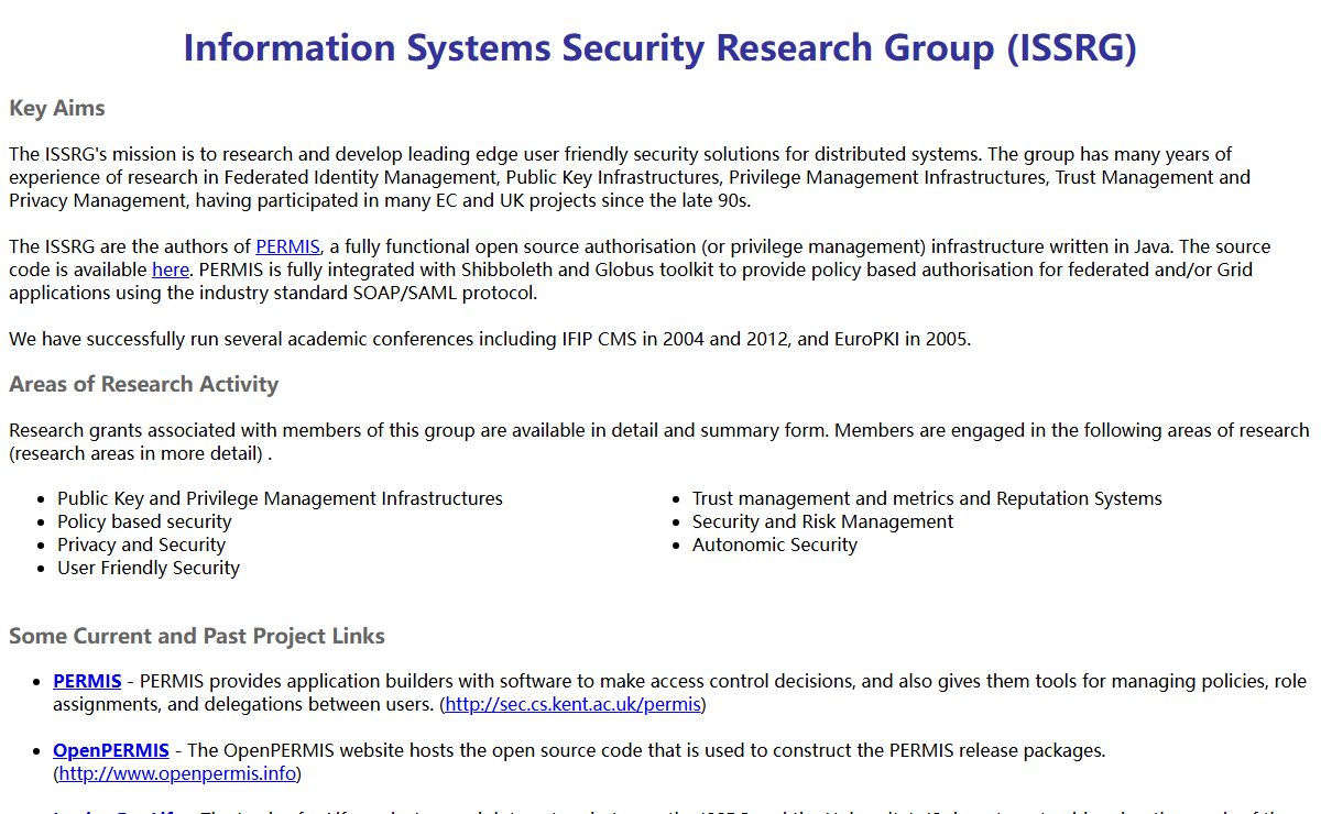 Information Systems Security Research Group (ISSRG)