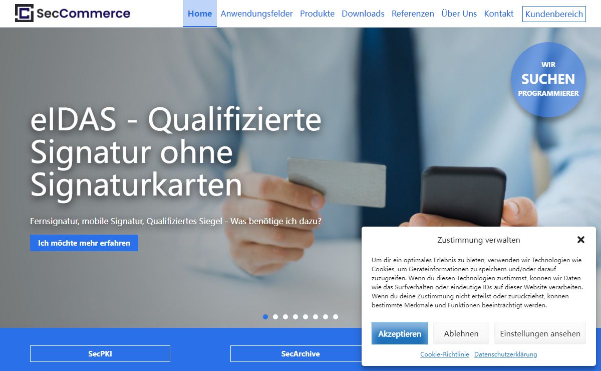 SecCommerce - Digitale Signaturen und Authentifizierungen