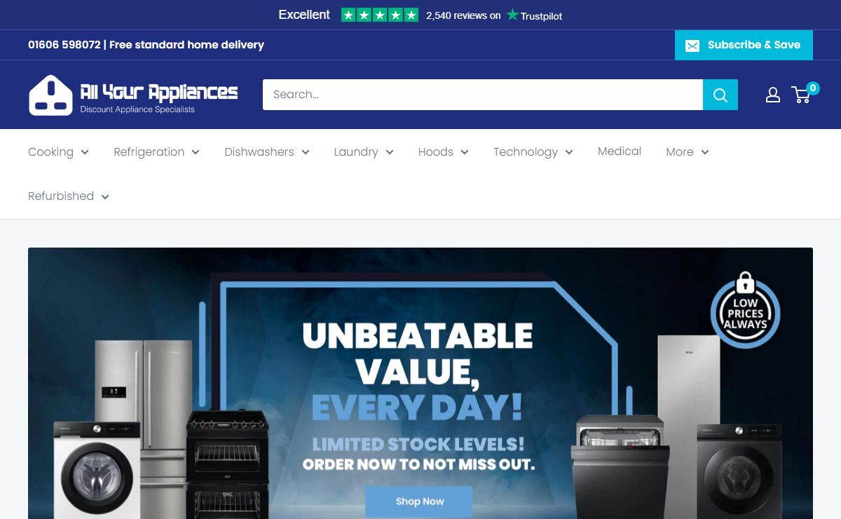 Fast Delivery, Major Brands, Discount Prices. All Your Appliances