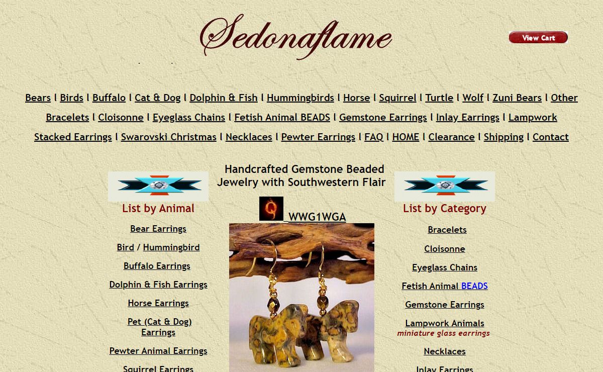 Sedonaflame Gemstone Fetish Animal Earrings, Bracelets and Eyeglass Chains
