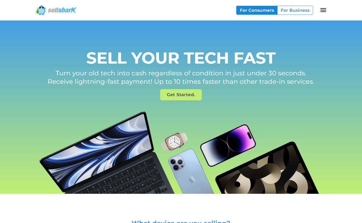 Sell your Mac or iPhone. Lightning fast payment.
